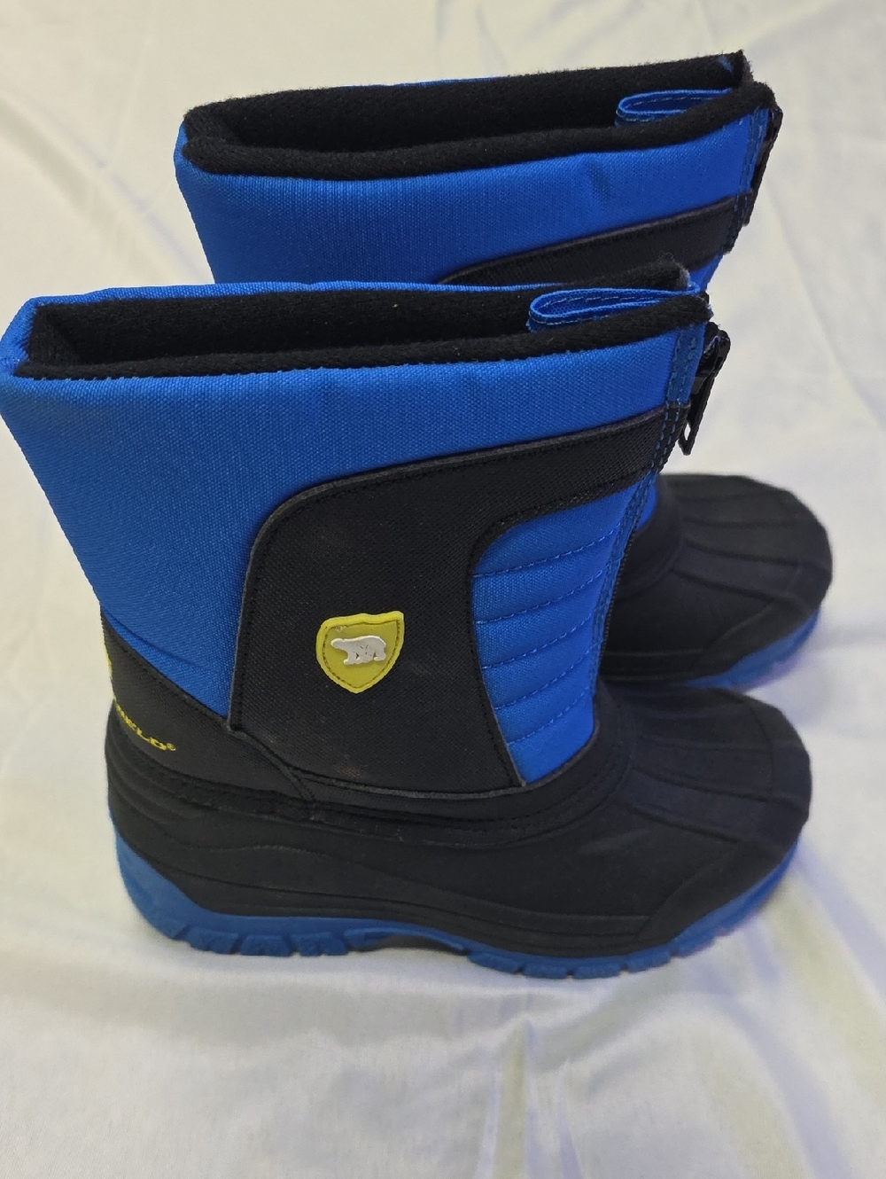 Kids Blue and Black Insulated Winter Boots with Easy Pull-On Design